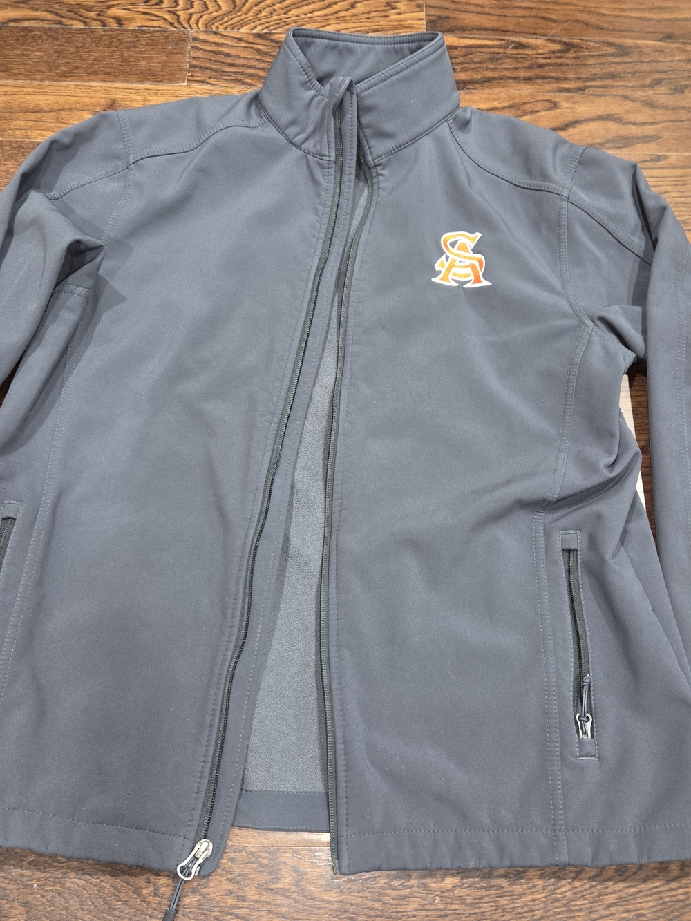 Port Authority Kids Charcoal Softshell Jacket with Yellow Logo